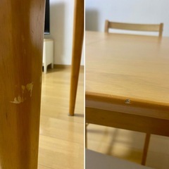 ニトリ 伸縮式ダイニングテーブル・椅子2つセット の画像