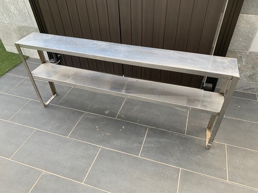 中古品 上棚（2段）1500×200×650 SUS304 ステンレス棚 厨房機器 調理機器 業務用 ベタ棚 収納棚 収納用品 飲食店 作業台　引き取り