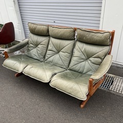 北欧家具　ノルウェー製  本革3人掛けソファー Lied Mobler社の画像