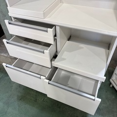 内田工芸 コンセント付き 食器棚 シェルフ キッチン収納 白 ホワイトの画像