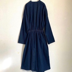 KBF ノーカラー　ガウンコート　インディゴブルーの画像