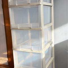 キャスター付き5段引き出しケース   クリアケースの画像