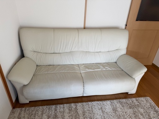 美品！合皮ソファ  白