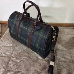ボストンバッグ　新品未使用　グリーン　チェック柄の画像