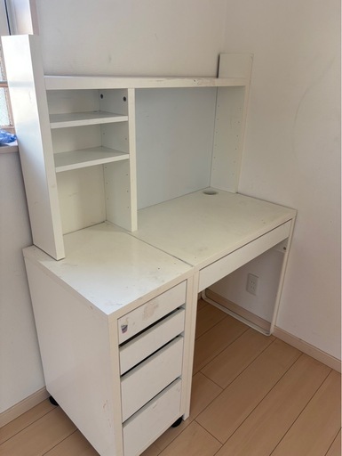 IKEA　MICKE ホワイト デスク　勉強机　4段引き出し　直接引き取り IKEAMICKE ホワイト デスク勉強机4段引き出し直接引き取り (碧いうさぎ
