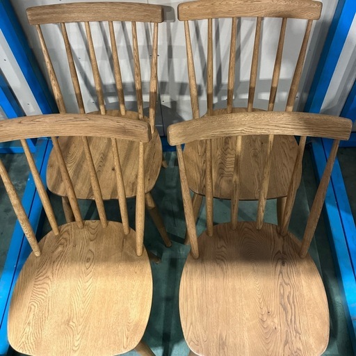 関家具輸入　天然木　ダイニングチェア4脚セット　ウィンザーチェア　四脚セット　DCマルケッシュ　肘無し　WF-1 オイル仕上げ　輸入家