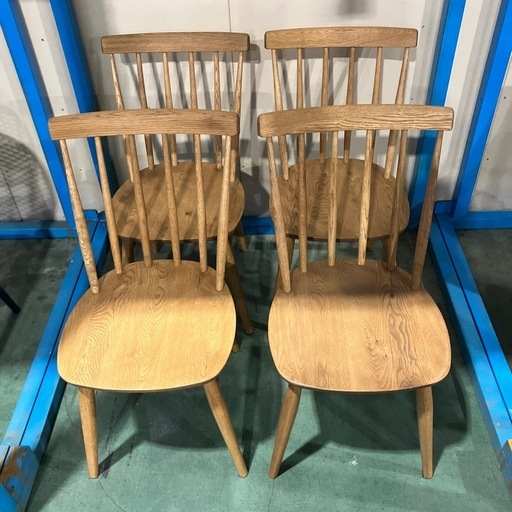 関家具輸入　天然木　ダイニングチェア4脚セット　ウィンザーチェア　四脚セット　DCマルケッシュ　肘無し　WF-1 オイル仕上げ　輸入家