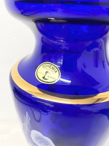 ボヘミアン　金色と青色のガラス花瓶セット ボヘミアン 金色と青色のガラス花瓶セット ボヘミアン 金色と青色の