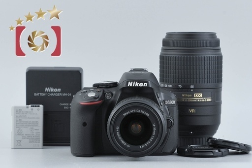 【中古】Nikon ニコン D5300 ダブルズームキット ブラック シャッター回数僅少