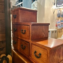 《売約済》階段箪笥 木製 引き出し 小箪笥 卓上収納 和家具 和風 アンティーク 調 レトロ インテリア 収納家具 小物収納 コンパクト　ミニチェスト チェスト 小物入れ 引出しの画像