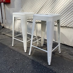 [在庫2点 各売]EMMA + OLIVER ハイスツール ホワイト スチール製 カウンタースツール インダストリアル カフェ什器 業務用 バースツール 店舗用 高さのある椅子　ハイチェア　の画像