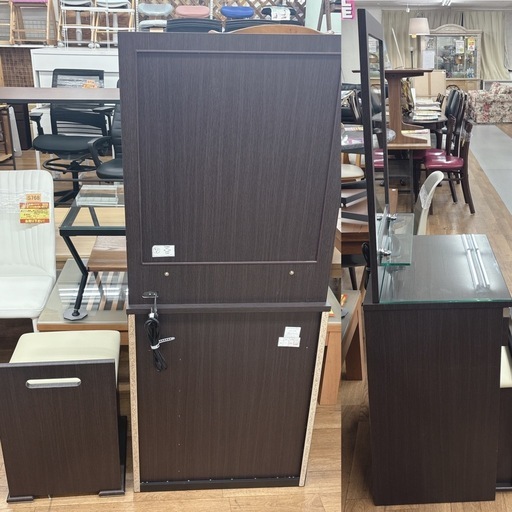 【?買取市場 柴田店】 I629 ? ISSEIKI 一面鏡ドレッサー イス付き ⭐ クリーニング済