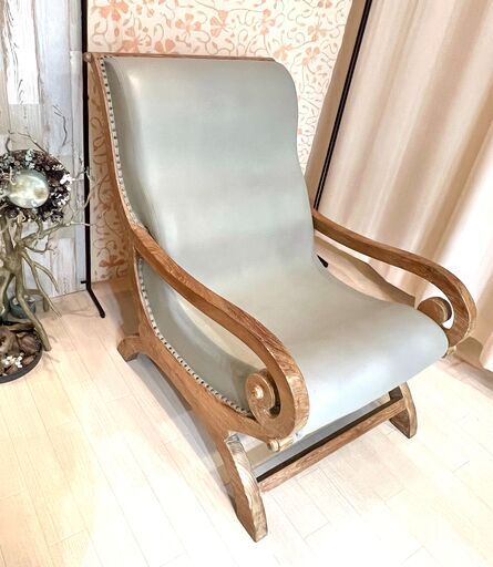 バリ島直輸入　アジアンアンティーク　1人掛けソファ　オットマンセット バリ島直輸入 アジアンアンティーク 1人掛けソファ オットマンセット