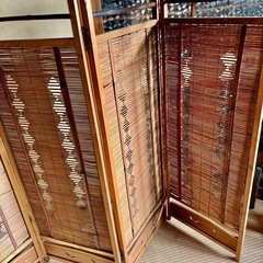 大正時代　　ついたて　衝立　竹　古民家 古民具 骨董 古道具 レトロ アンティーク ディスプレイ　木の画像