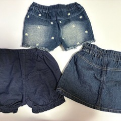 90cm ショートパンツ×2 スカート×1の画像