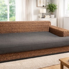 【最終値下げ】ラタンソファ＋同素材テーブル付き／1/20まで引き取り限定の画像