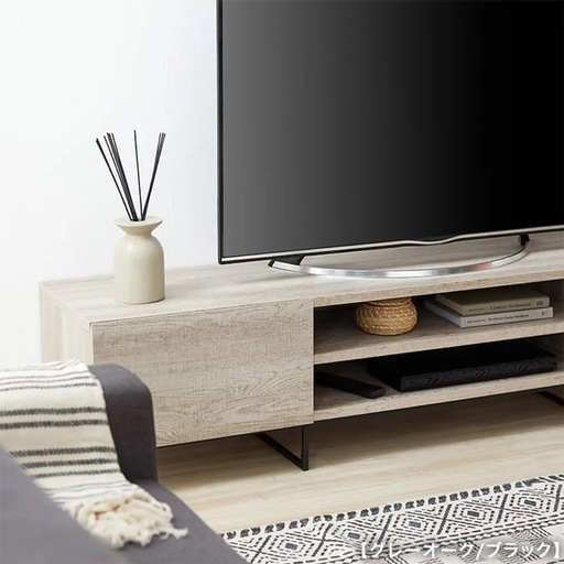 lowya [幅180] 木目調テレビ台 ローボード 天然木風 スチール脚 LOWYA