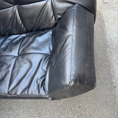 ★　ニトリ販売　ソファーベット　黒合革（ジャンク）お引取限定　★の画像