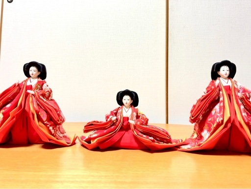 【中古】雛人形　3段五人飾り