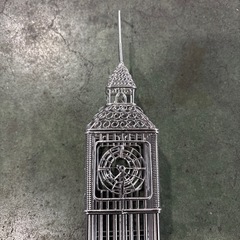 ビックベンミニチュアモデル　ワイヤー製模型　シルバー　メタル　ロンドン　モチーフ　置物　飾り　インテリア雑貨　小物　デザイン雑貨　インテリアの画像
