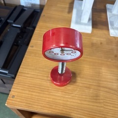 スプリングクロック　置時計　動作　確認済み！　赤　レッド　当時物　レア　オールド　アンティーク　昭和レトロ　インテリア雑貨　小物　の画像