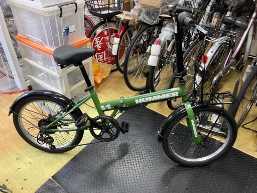 リユース品　折り畳み自転車　ハマー　20インチ　グリーン