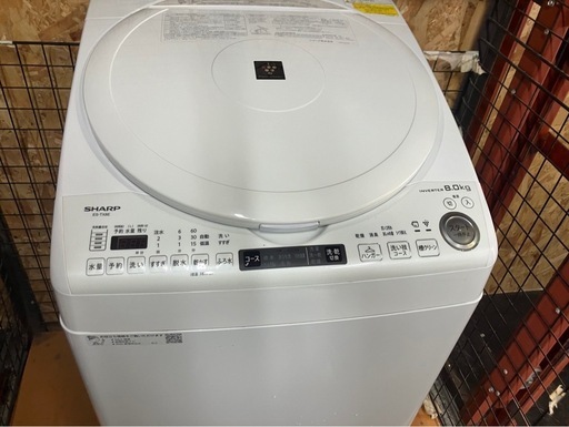 【中古】大阪引取限定　SHARP 縦型洗濯機　電機洗濯乾燥機 ES-TX8E-W 8kg【KSA1F041】