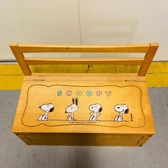 木製ベンチ　収納ベンチ　スヌーピー　SNOOPY 65×33×95cm おもちゃ入れ　子供部屋　QA2472の画像