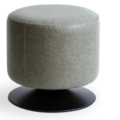 グレー色レザーチェア|エア・リゾーム スツール おしゃれ レザー ラウンドチェア ラウンドスツール ヴィンテージデザインスツール Harold(ハロルド) グレーの画像