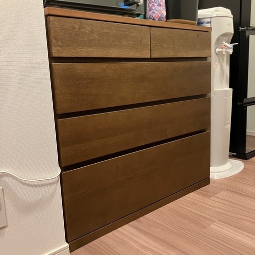 美品◎無印 木製チェスト４段　ウォールナット材