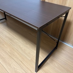 ※値下げしました 【分解可・車で運べる】アイアン脚×木目天板 テーブル 160×60cmの画像