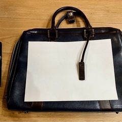 【値下げ！新品未使用！style=】ビジネスレザーバッグ　(青と茶色)の画像