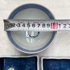 【新品未使用】青系四角皿・茶碗・湯呑みセットの画像