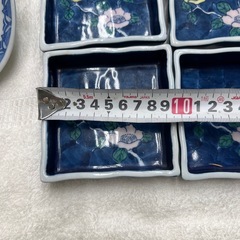 【新品未使用】青系四角皿・茶碗・湯呑みセットの画像