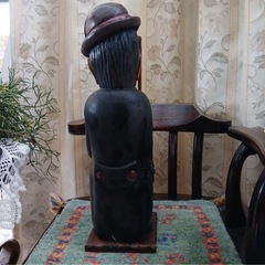 大型 木彫り チャーリー・チャップリン 置物 彫刻 オブジェ レトロ インテリアの画像