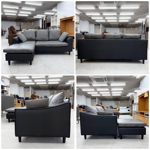 サカイ工芸 186cm幅3人掛けカウチソファ 左右入れ替可能 レザーファブリック 超美品‼️】定価118,800円♪ サカイ工芸 186cm幅3人掛けカウチソファ