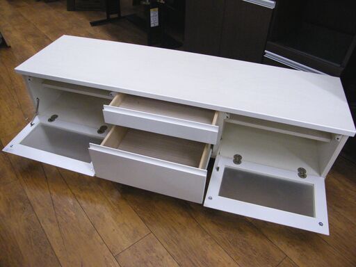 テレビボード TVボード 幅150.5×奥行42×高さ42.5cm ホワイト ローボード テレビ台 TV台 収納 引出し付き 収納家具