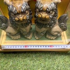 沖縄工芸品 シーサー魔除け 玄関置物 ケース付きの画像