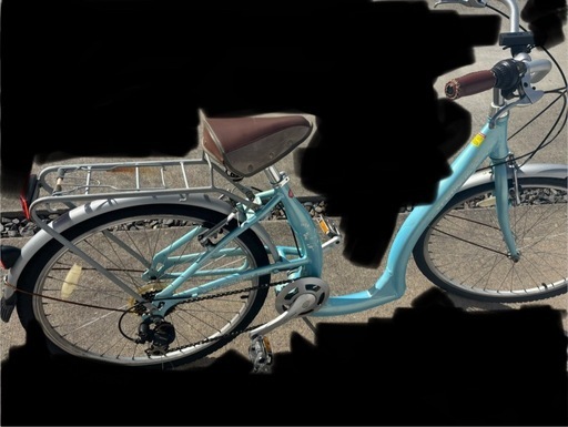おしゃれな水色　自転車　変速付き　26いんインチ　　