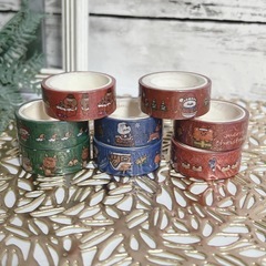 マスキングテープ クリスマス サンタ 雪だるま トナカイ 8個セット テープの画像