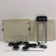 未使用品★折りたたみ式 キャリーカート 蓋付き ベージュ 階段対応 訳あり の画像