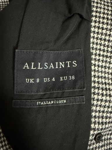 ALLSAINTS ウールジャケット グレー 千鳥格子柄 美品 EU36