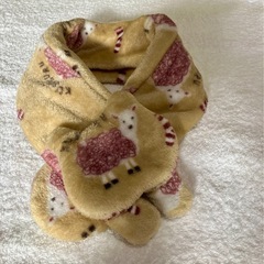キッズマフラー　猫　ネックウォーマー　羊柄　ハンドメイド　男女兼用　幼児　防寒の画像