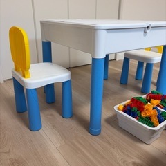 ブロックテーブル 椅子 テーブル ブロック付き おもちゃ　の画像