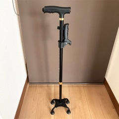 4点杖　自立型　伸縮式　LEDライト、補助ハンドル付き　の画像