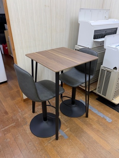 セットでお得!! 美品✨ ニトリ カウンターテーブル&カウンターチェア×2脚 セット モラドシリーズ ダークグレー  昇降式チェア 2人掛けダイニング