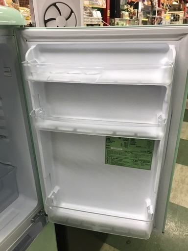 ジャングルジャングル貝塚店　冷蔵庫　アイリスオーヤマ　ライトグリーン　グリーン　レトロ　2ドア　直冷式　右開き　小型　一人暮らし　中古