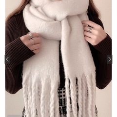 GRL 起毛フェイクウールフリンジボリュームマフラー[fo1250]　アイボリーの画像