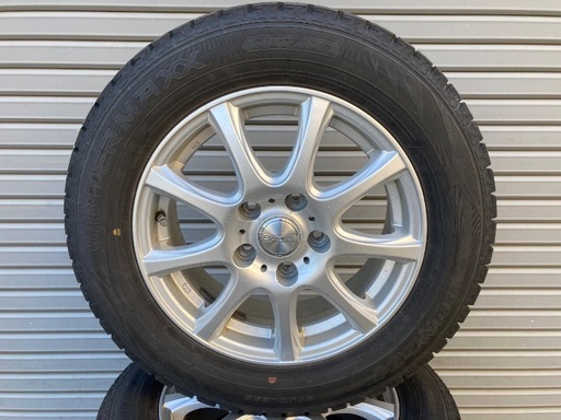 No.197スタッドレスタイヤ195/65/15 5H PCD114.3 アルミホイール付4本