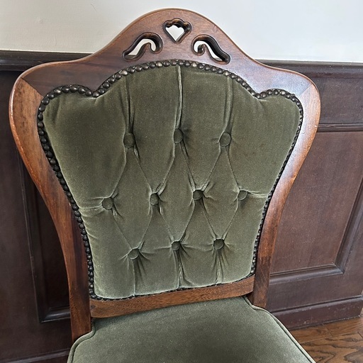 アンティーク 猫足 ベロアチェア/ベルベットチェア チェア